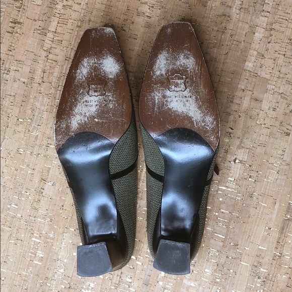 Stuart Weitzman VTG Mules Olive/Black EUC sz 10 - Picture 6 of 8